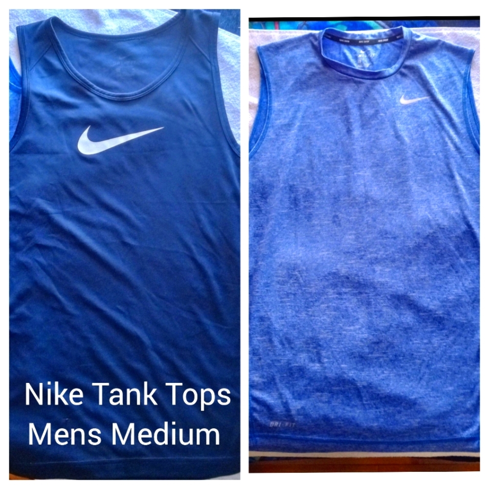 Set of Nike drifit tank tops mens medium black and blue